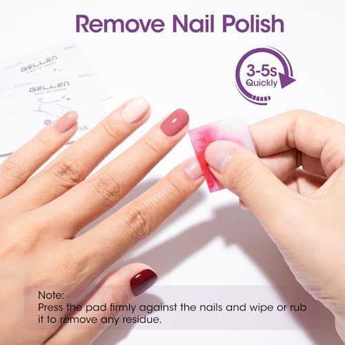 GELLEN 400PCS Acetone Gel Polish Remover Pads - Individually Wrapped, Fast & Gentle Nail Polish Removal