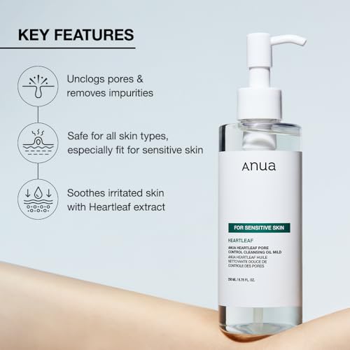 ANUA Heartleaf Pore Cleansing Oil - Gentle Makeup Remover for Face, 6.76 fl oz