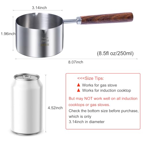 Stainless Steel Mini Pot - 8.5oz Butter & Milk Warmer with Dual Spouts