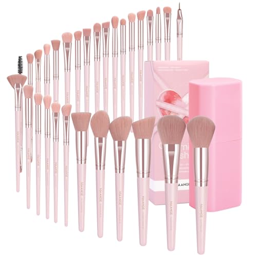 MAANGE 30-Piece Professional Makeup Brush Set with Case - Soft Synthetic Brushes for Flawless Application