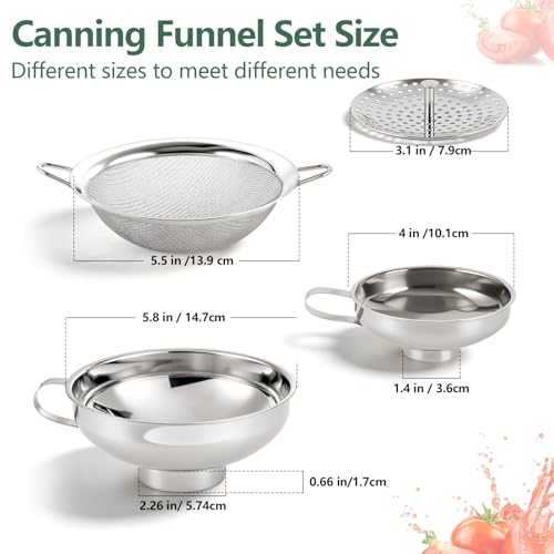4-in-1 Stainless Steel Canning Funnel Set with Strainers