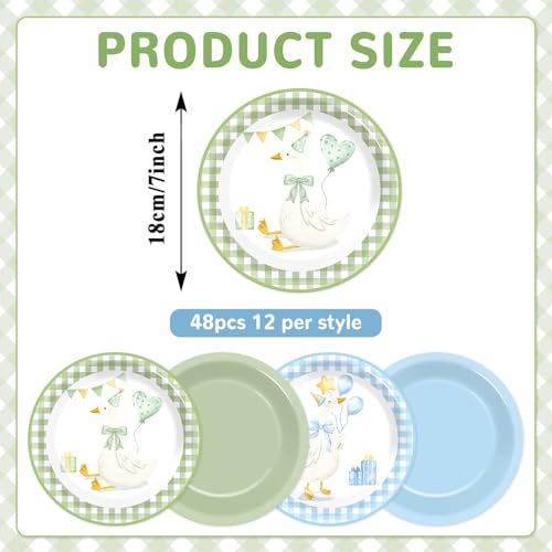48PCS Silly Goose Party Paper Plates - 7" Birthday Tableware