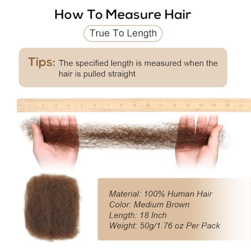 Vecago 18 Inch Afro Kinky Bulk Human Hair - Medium Brown 4C Curly Bundles for Twist & Locs
