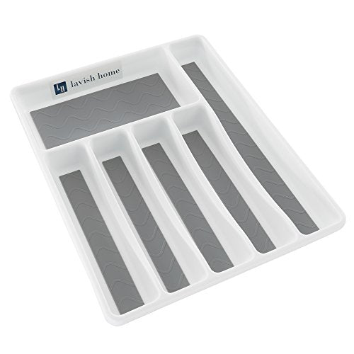 6-Section Silverware Drawer Organizer with Nonslip Tray - Versatile for Kitchen, Office & Makeup