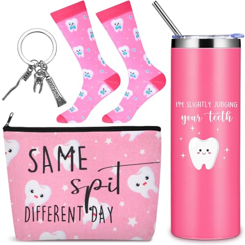 Pink Dental Hygienist Gift Set - 20 oz Stainless Steel Tumbler & More