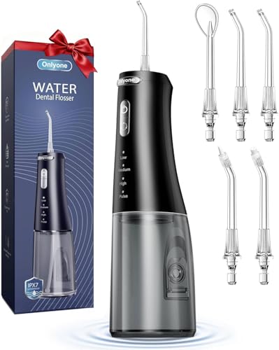 Onlyone Black Water Flosser with Adjustable Pressure for Oral Care