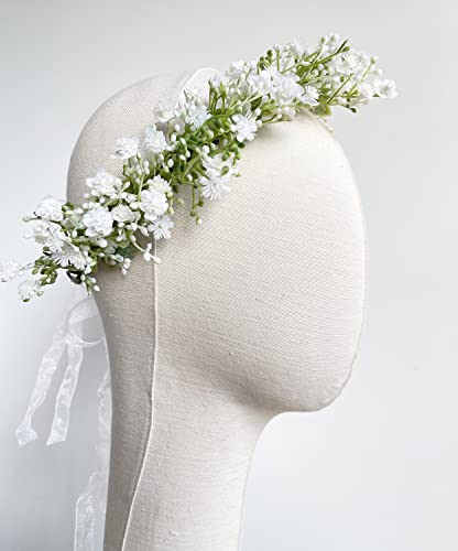 June Bloomy White Bridal Flower Crown for Women & Maternity - Rose & Leaf Headband, Wedding & Photo Prop B-White