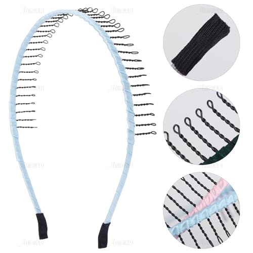 AUEAR 10 Pack Metal Headbands for Women Men Non-Slip Hairbands with Teeth Comb, 8 Colors