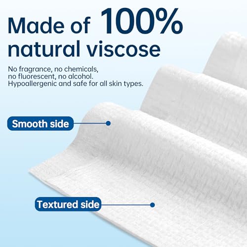 HOMERHYME Disposable Face Towels - 200 Count Biodegradable Makeup Remover Wipes
