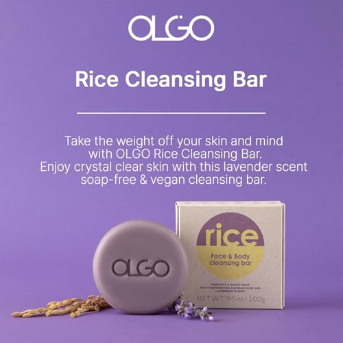 OLGO Vegan Rice Cleansing Bar for Face & Body - 3.5 oz