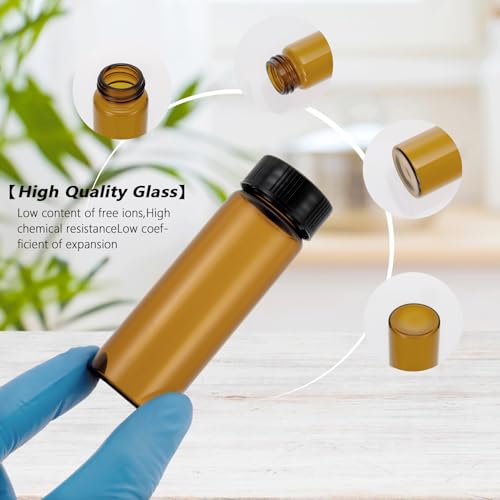 Kesell 30ml Amber Glass Vials with Labels - 12-Pack Leak-Proof