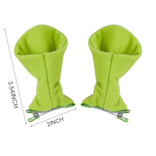 Green Ogre Ears Headband 4 Pcs Monster Hair Clips for Halloween Cosplay Costume