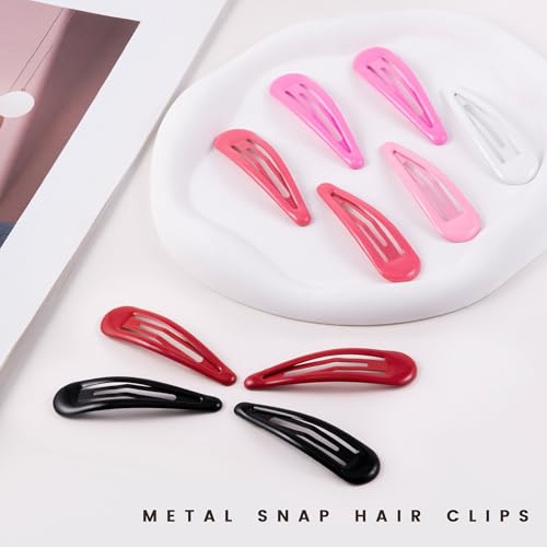 Water Drop Snap Hair Clips - 12 Pack No Slip Barrettes for Women