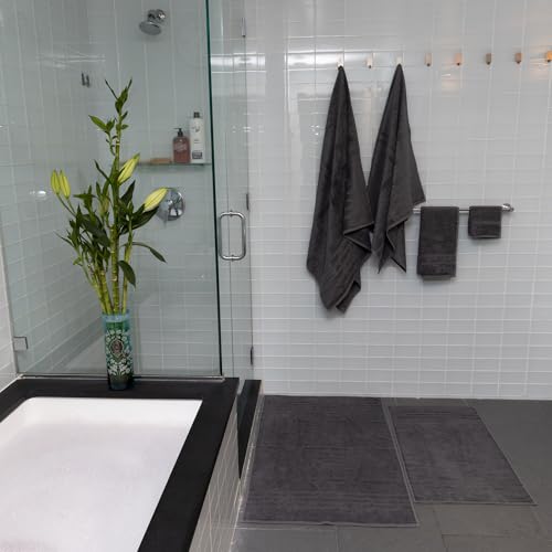 Mosobam Charcoal Gray Turkish Washcloths Set of 4, 13 x 13 in, 700 GSM – Soft, Absorbent, Luxury Face & Body Towels