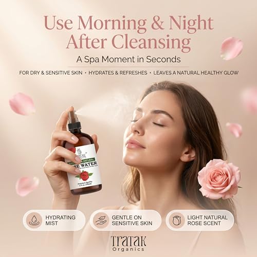 TRATAK ORGANICS Organic Rose Water Spray 4 fl oz (Pack of 1) Face & Skin Hydration