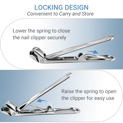 Seektik Toenail Clippers for Seniors, Wide Opening for Thick Nails with Catcher