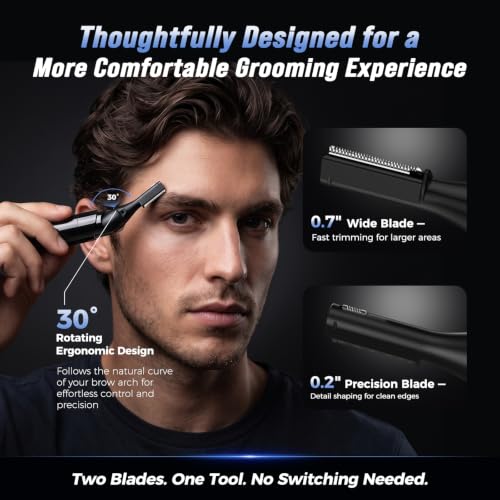 GAERUO Electric Eyebrow Trimmer for Men & Women - Painless Dual-Blade Razor