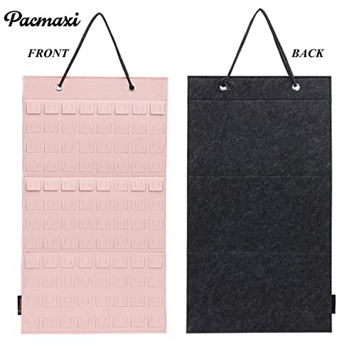 PACMAXI Hanging Brooch Pin Organizer - Holds 96 Pins, Pink