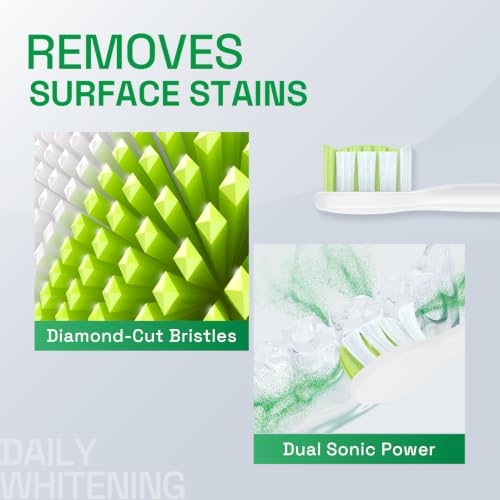 Brushmo White Diamond-Shape Toothbrush Replacement Heads, 8 Pack, Compatible with Philips Sonicare, Medium Firm Bristles