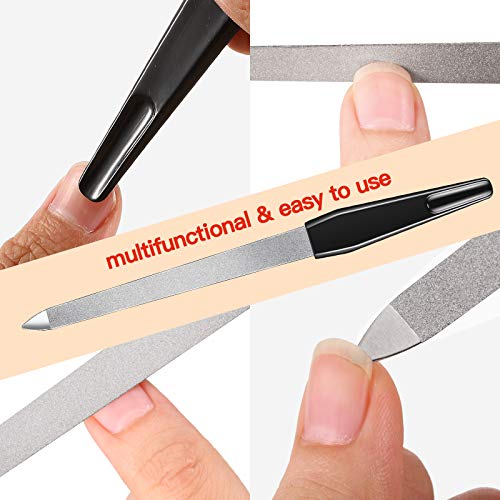 Mudder 12 Pcs Stainless Steel Nail File Set - 6.7 Inch Double-Sided with Anti-Slip Handle