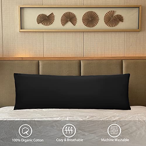 iMaylex 100% Egyptian Cotton Zipper Pillow Case - Black, 20" x 48"