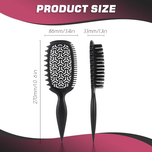 Candy Brush Black Vented Detangling Hair Brush for Wet & Dry Hair - EdgeLift Styling, All Hair Types