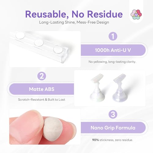 SAVILAND White Magnetic Nail Holder for Art & Press-Ons - 3 Pack