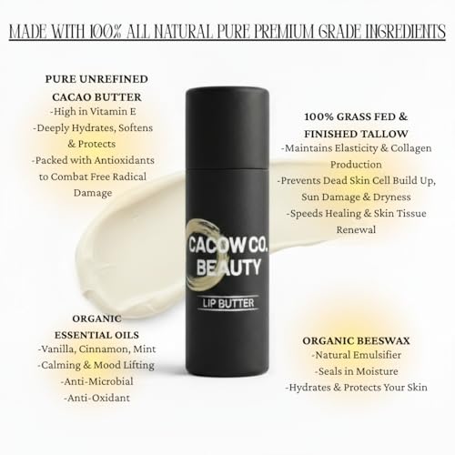 CaCow Lip Butter — All-Natural Hydrating Lip Moisturizer with Tallow & Cacao