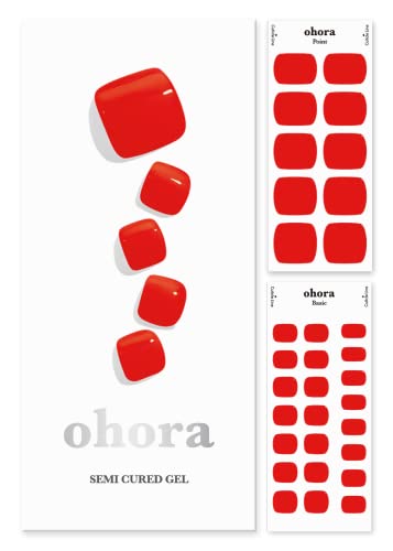 Ohora Semi-Cured Gel Pedi Strips - P Blaze Red Salon-Quality Nail Wraps