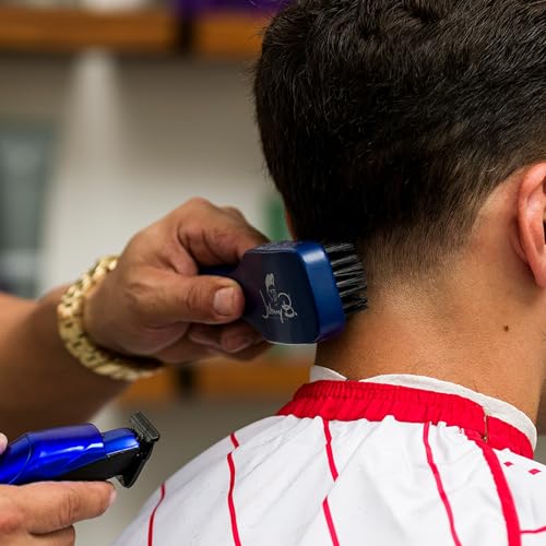 Johnny B. Compact Barber Brush with Soft Nylon Bristles - Blue