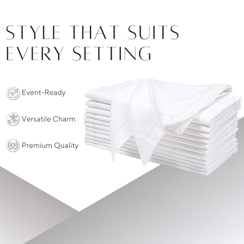Ramanta Home White Linen Cloth Napkins Set of 4 - 20x20 Inches