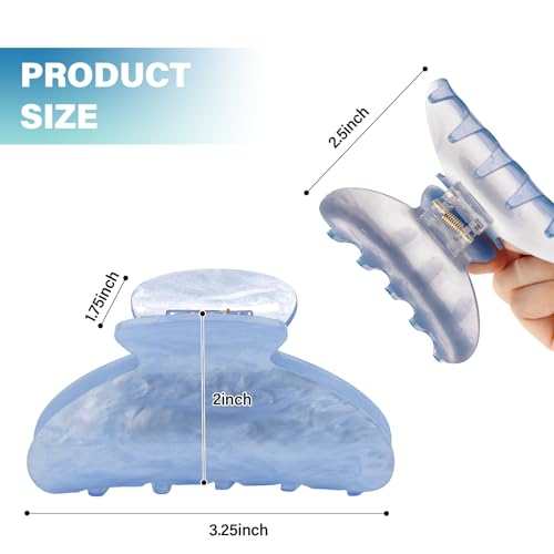 Canitor Blue Series Acrylic Marbled Claw Hair Clips for Women - Thick & Thin Hair