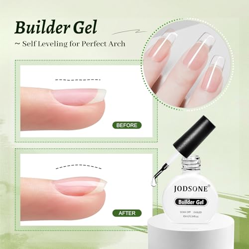 JODSONE Nail Gel Set - 3Pcs 10ml Top Coat, Base Coat & Builder Gel