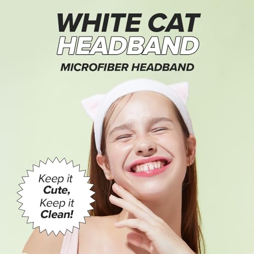 I DEW CARE 04 White Cat Headband - Soft Non-Slip Face Wash & Makeup Accessory