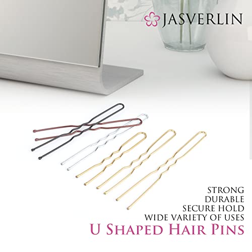 JASVERLIN U Shaped Bobby Hair Pins - 150 Pcs Assorted Sizes