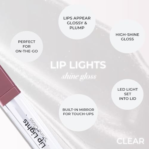 MCoBeauty Lip Lights High Shine Gloss Clear with Built-in LED & Mirror