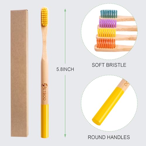 Eco-Friendly Bamboo Toothbrushes - 10 Pack with Soft Bristles