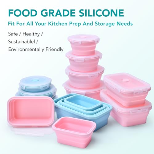 Collapsible Silicone Food Storage Containers - 4-Piece Set, Leak-Proof & Space-Saving