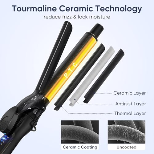 Ryanboo 1.40 Inch Black Curling Iron with 5 Temp Settings, Professional 35mm Hair Curler