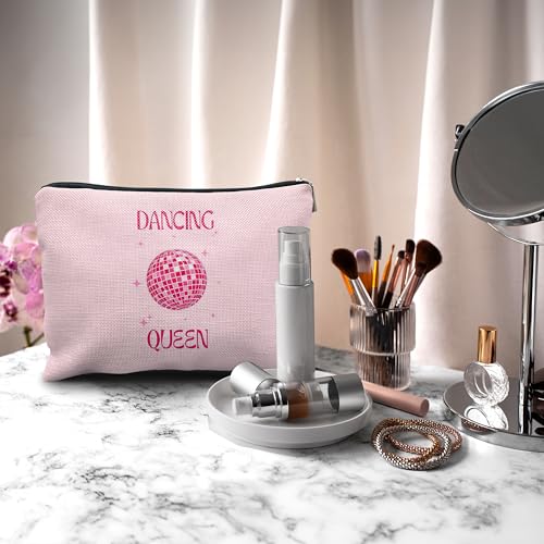 Dancing Queen Hot Pink Makeup Bag - Linen Cosmetic Organizer