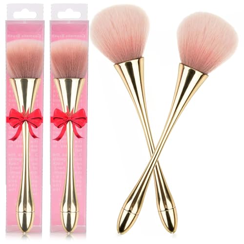 2 Pcs Large Mineral Powder Kabuki Makeup Brushes - Fluffy Foundation & Blush Brush Set
