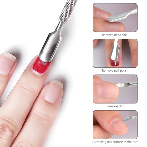 Professional Dual-Sided Cuticle Pusher Set - Stainless Steel Nail Care Tools