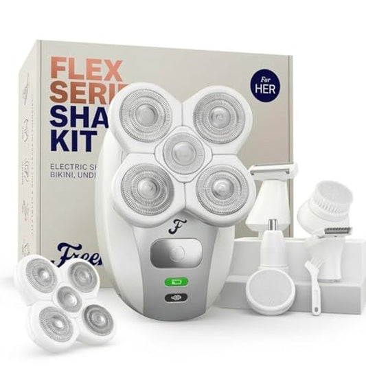 Freebird FlexSeries Electric Razor for Women - Silk Smooth Legs, Body Hair, & Pubic Shaver - for Private Area, Sensitive Skin, Bikini Trimmer (Shaver Kit + Replacement Blade)