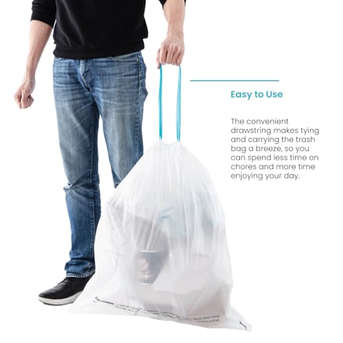 Home Zone Living 12 Gallon Trash Bags with Drawstring, 30-Count