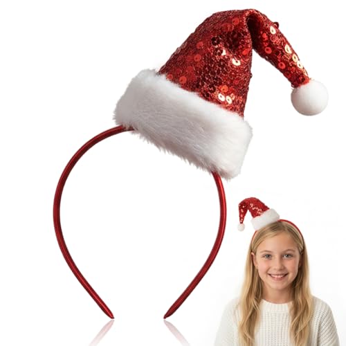 Festive Sequin Santa Hat Headband for Women & Girls - Christmas Party Accessory