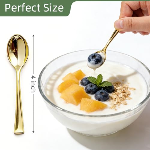 120PCS Gold Mini Disposable Spoons - 4 Inch Tasting Utensils