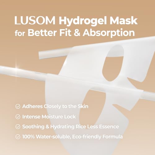 LUSOM Fermented Rice Essence Hydrogel Mask - Deep Hydrating Sheet Mask for Sensitive Skin, 4 Sheets