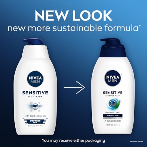 NIVEA MEN Sensitive Body Wash with Bamboo Extract, 30 Fl Oz