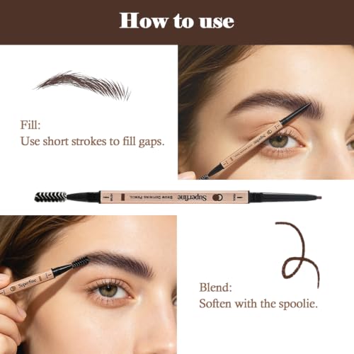 OZ LAB Beauty Superfine Brow Pencil 1.5mm Tip, Waterproof Vegan, 05 Dark Brown, 0.08g