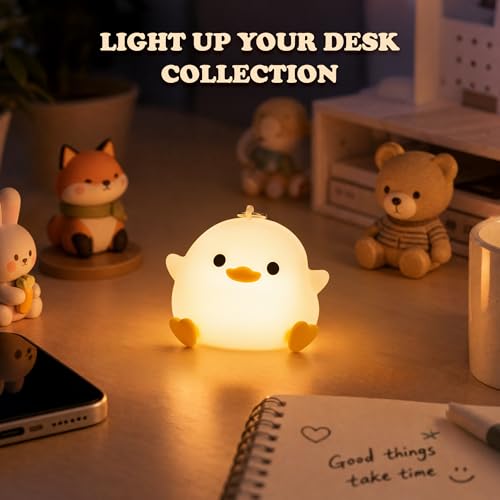 Mini Duck Night Light - 8 Color Changing Silicone Lamp for Kids